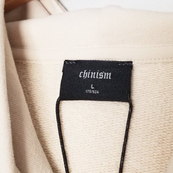 NEW Chinism Unisex Hoodie Sweatshirt L Beige CH Cozy Oversize Baggy SOFT $115 - Picture 9 of 16